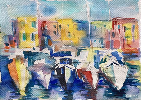 Cityscape with boats