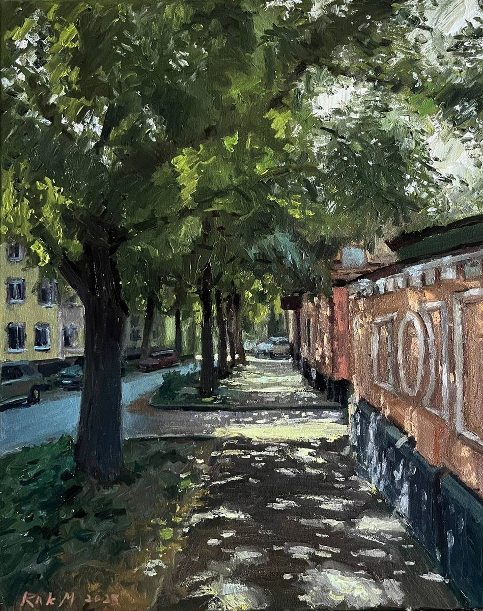 Impressionistic Cityscapes Oil Painting By Michael Rak, 16 X 20", Quiet Street, Original Artwork