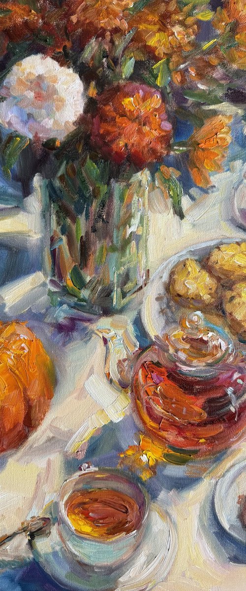 Still life with hot tea by Liubou Sas
