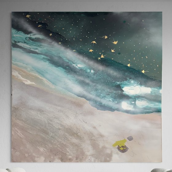 Serene shoreline sand blush  n green