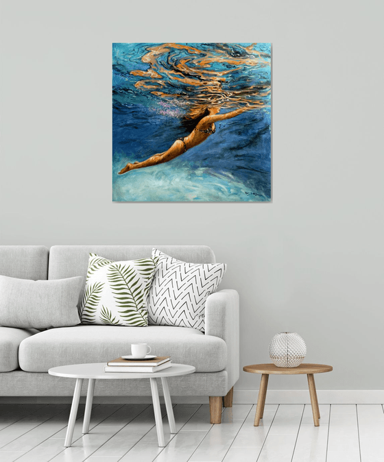 Swimming girl 68 -35x35 in