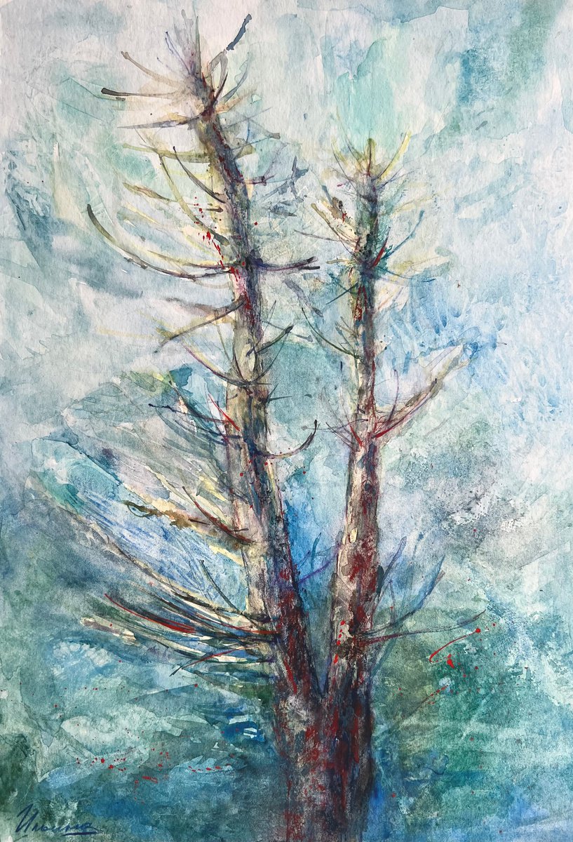 MY TREE- Pastel and watercolor drawing on paper, original gift, nature, interior, design i... by Tatsiana Ilyina