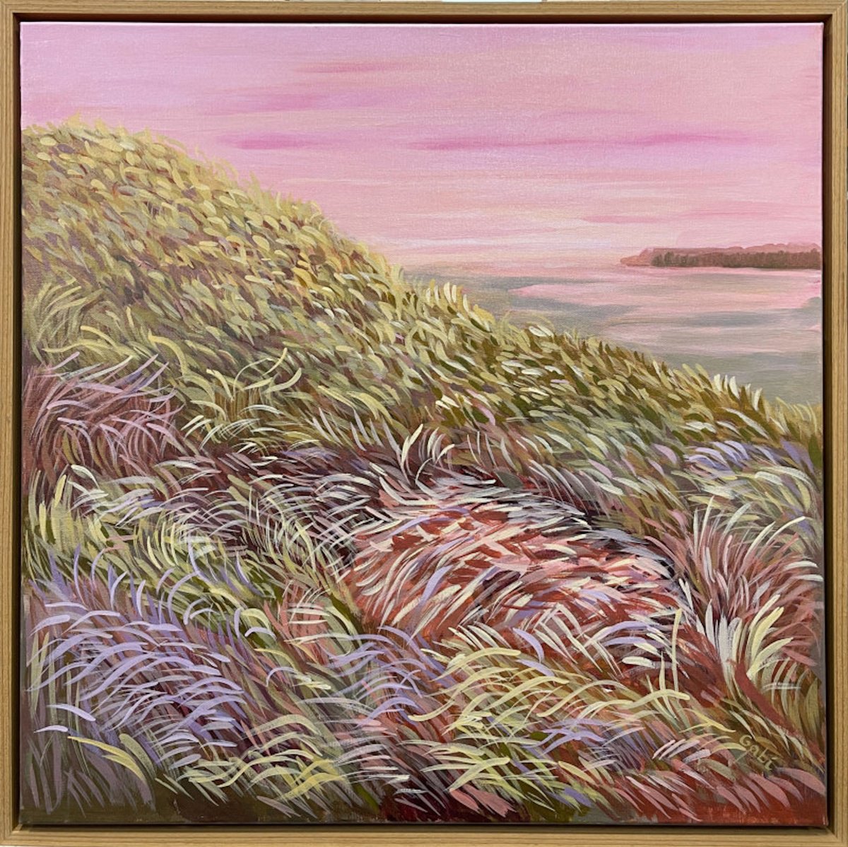 Impressionistic Landscape Acrylic Painting By Gabriele Prismantaite, 22 X 22, Evening In The Dunes Ii, Original Artwork