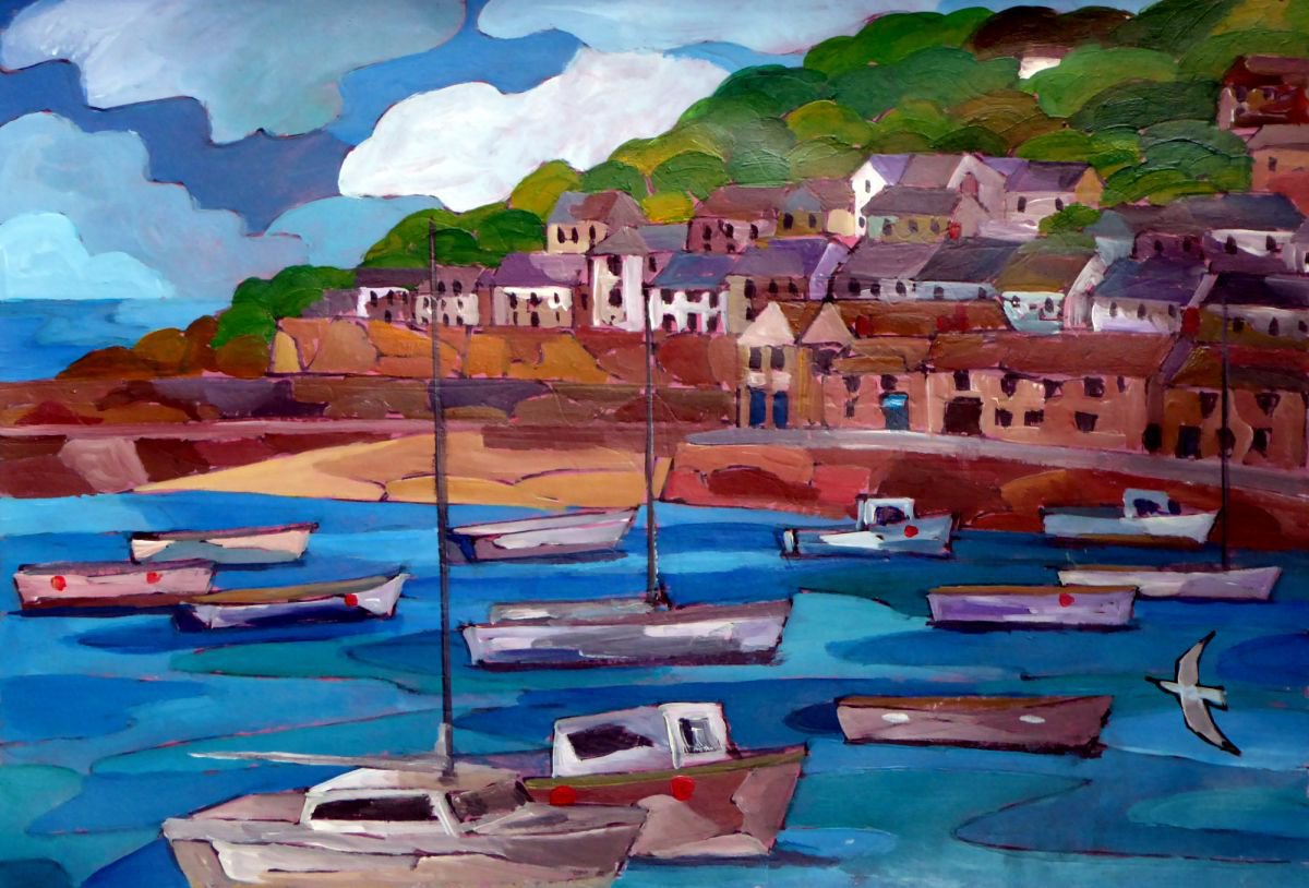 Mousehole harbour view. by Tim Treagust
