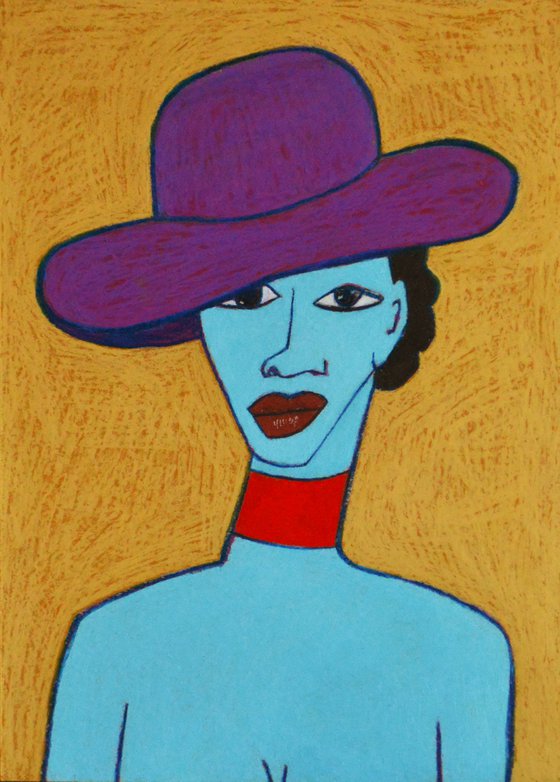 Lady in violet hat