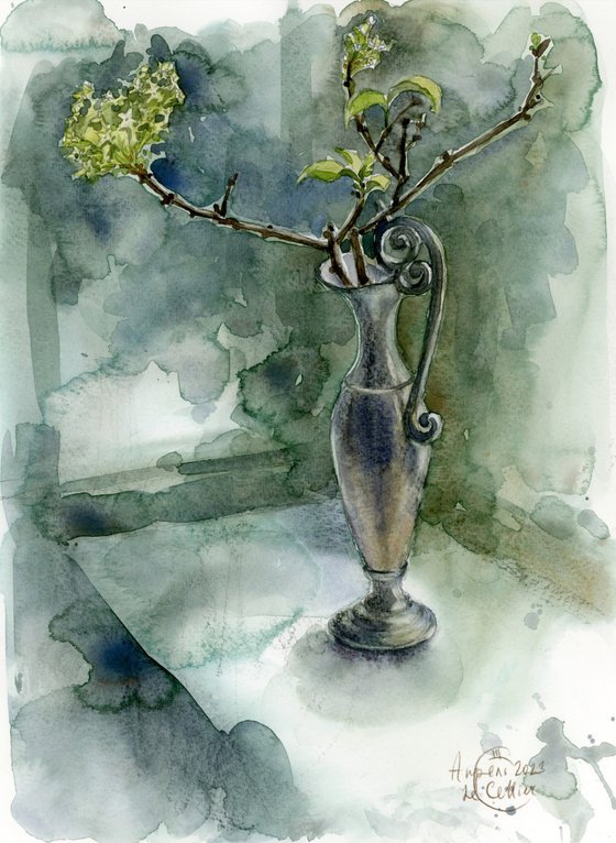A sprig of white lilac