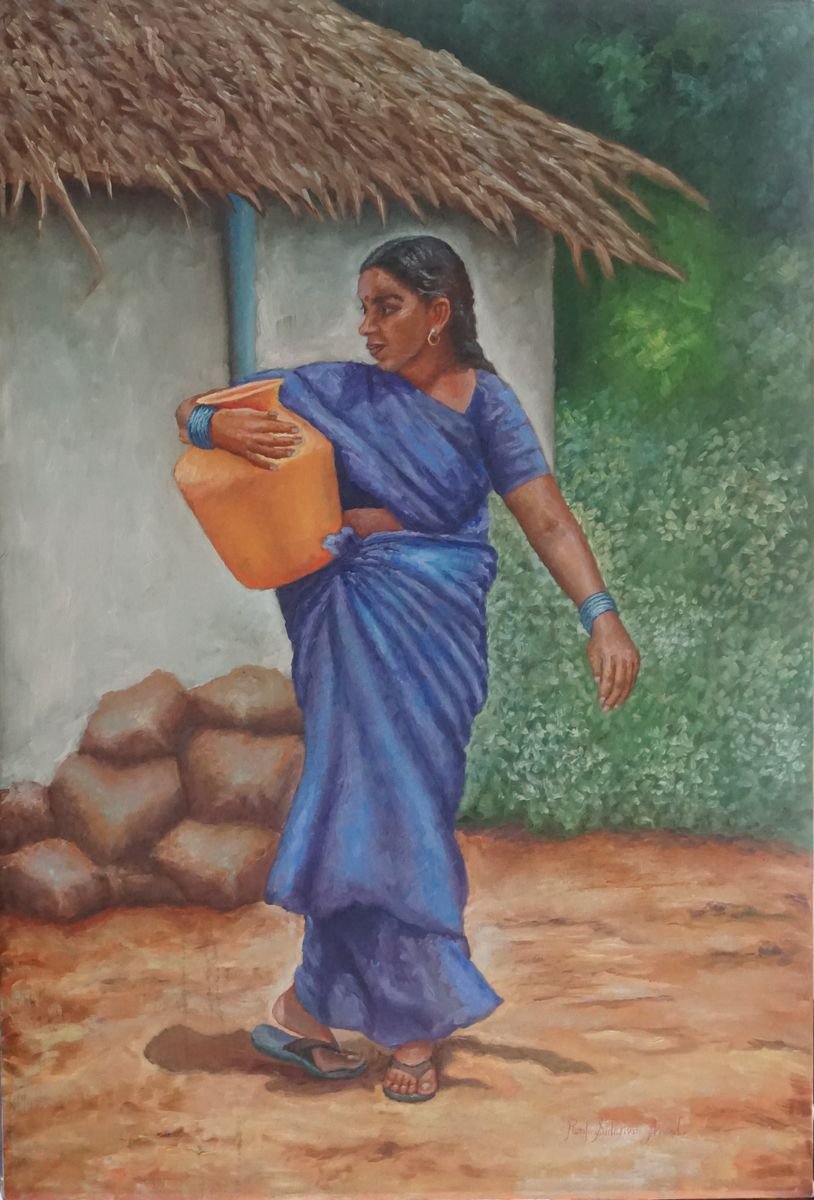 Woman fetching Water in Kodam by Ramya Sadasivam