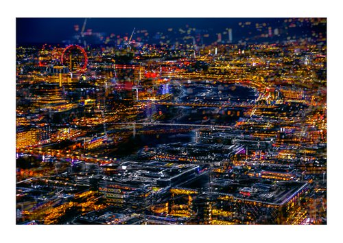London Views 1. Abstract Aerial View of Central London at Night Limited Edition 1/50 15x10 inch Photographic Print by Graham Briggs