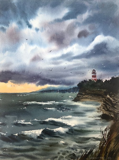 Before the storm, Lighthouse by Eugenia Gorbacheva