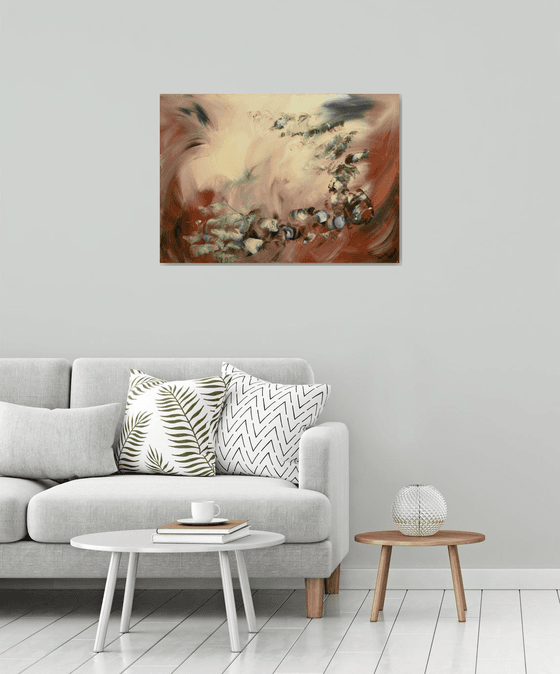 Le souffle de l'ange ABSTRACT LYRIC PALETTE KNIFE PAINTING READY TO HANG FREE SHIPPING