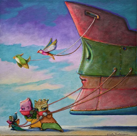 THE DREAM SHIP'S ASSISTANTS - ( 40 x 40 cm )