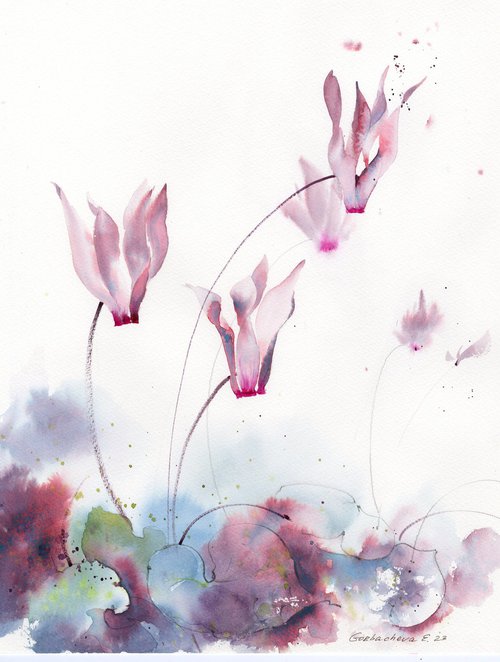 Pink motifs. Flowers by Eugenia Gorbacheva