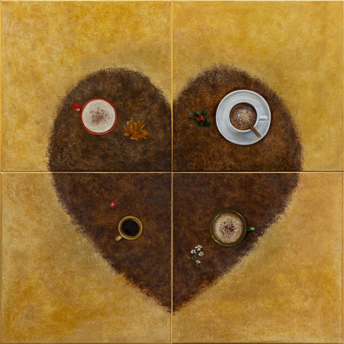 All Coffee Seasons 4-Panelled Artwork which looks like one peace by Mila Moroko
