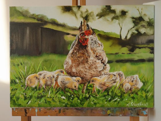 Mother Hen and Baby Chicks