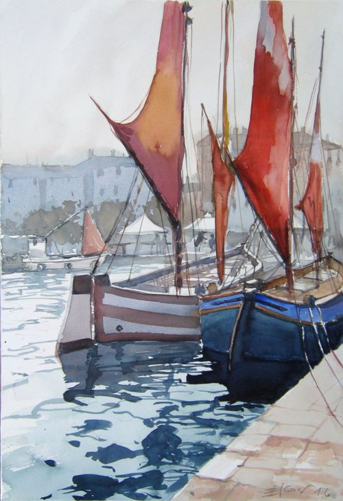 In the harbor II by Goran Žigolić Watercolors