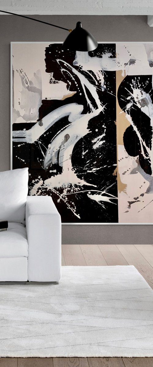 Abstraction No. 4622 black & white minimalism XXL by Anita Kaufmann