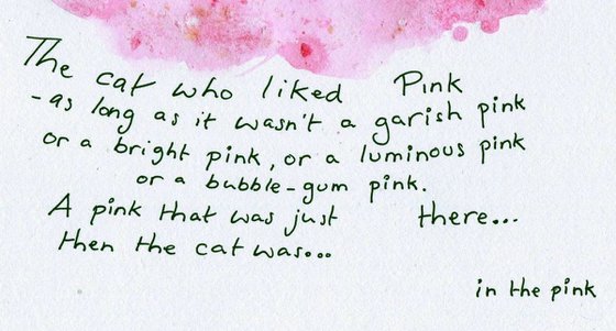The cat who liked Pink, original cartoon sketch.