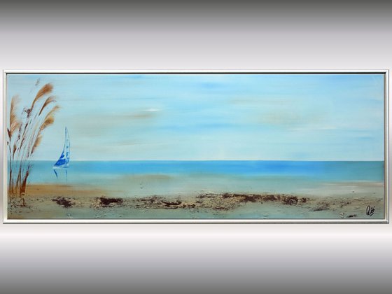 Peaceful Sea  - Abstract Art - Acrylic Painting - Canvas Art - Framed Painting - Abstract Sea Painting - Ready to Hang