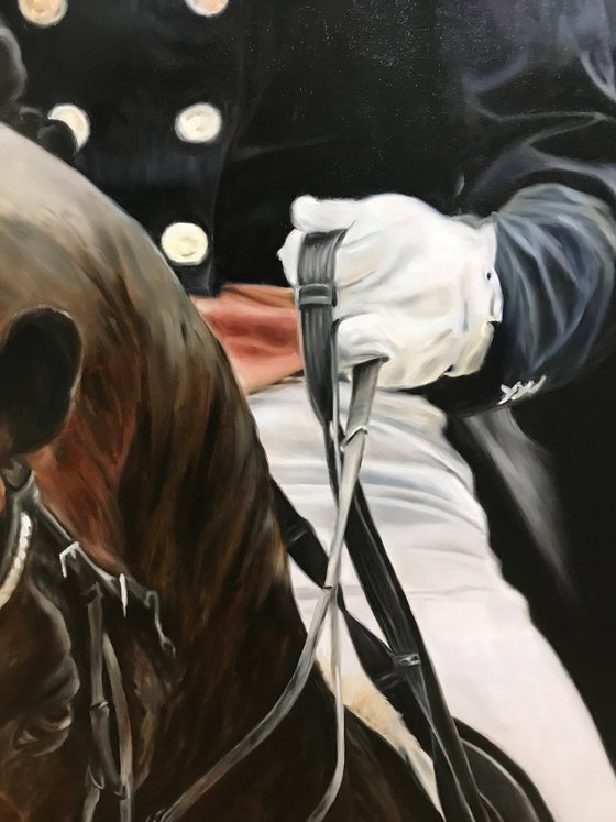 Oil painting with horse and rider 80 * 100 cm by Ivlieva Irina