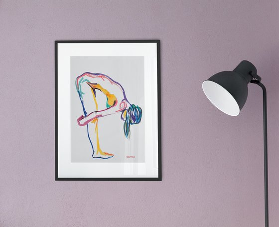 Female Nude Art Original Painting Drawing Charcoal Water Colour Nude
