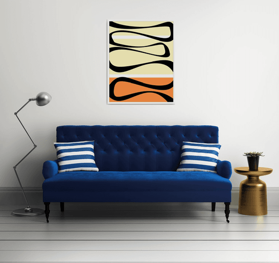 Abstraction orang-blue-black-white-yellow artwork