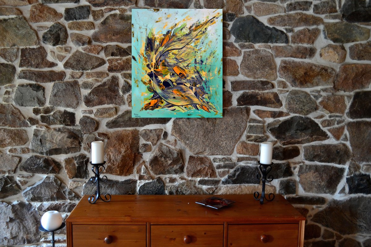 Abstract Acrylic Painting By Thierry Vobmann. Abstract ., 21 X 26", Le Temps Des Moissons, Original Artwork