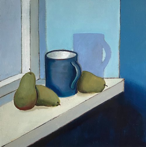 Mug and Pears in Window by Nigel Sharman