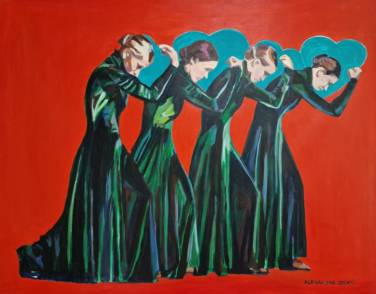 Urban And Pop Portrait Acrylic Painting By Alexandra Djokic, 49 X 39, In Motion, Original Artwork