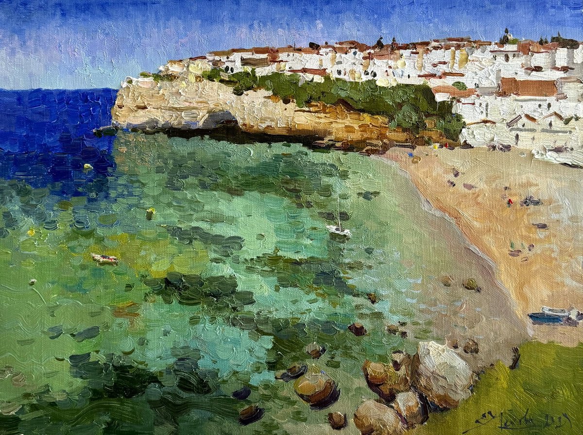 Impressionistic Landscape Oil Painting By Evgeniia Mekhova, 16 X 12, Italian Seascape, Original Artwork