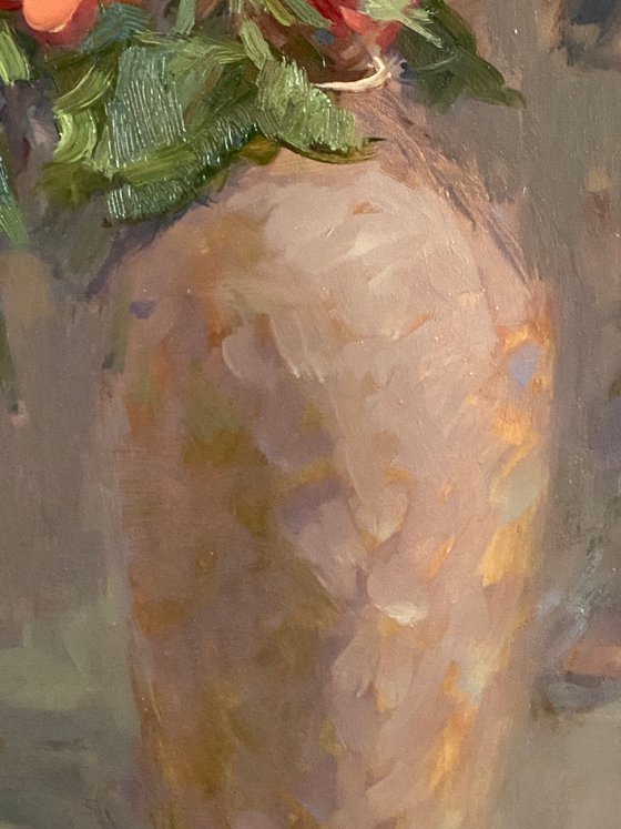 Still Life with Coral Roses