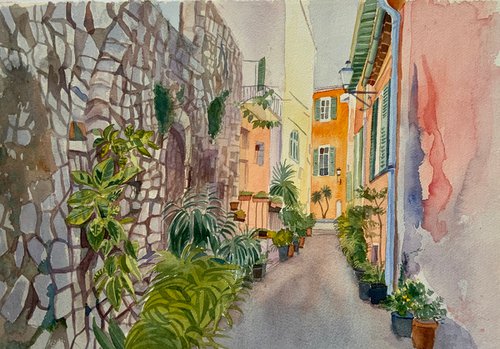 French Village Street by Mary Stubberfield