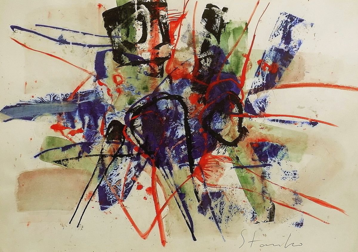 Abstract Acrylic Painting By Stanislav Bojankov, 28 X 20", Caprice-Ii(Paganini), Original Artwork