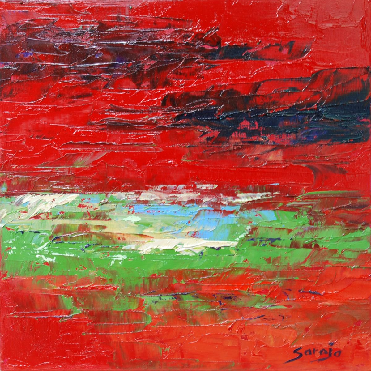 Red Sunset (Ref#:1266-19Q) By Saroja Van Der Stegen, 9 X 9, Artwork For Sale On Artfinder