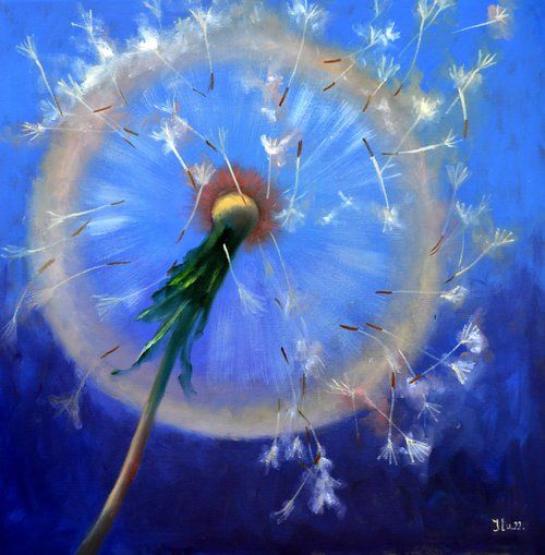 Dandelions in flight by Elena Lukina