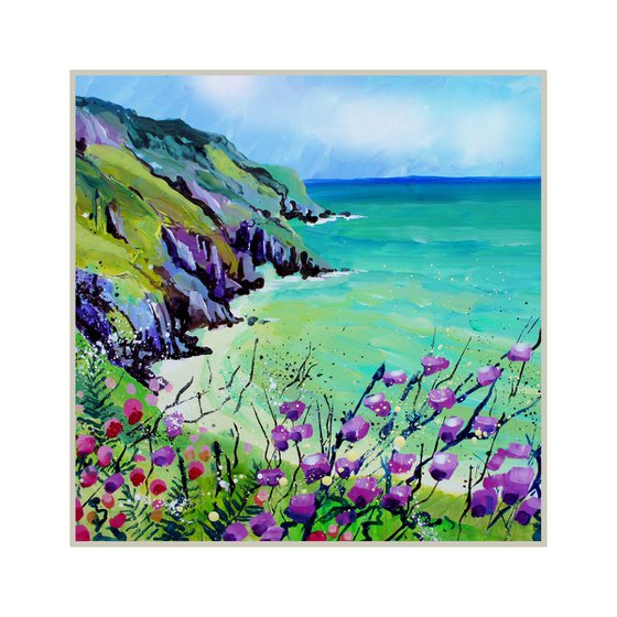 Devon Coast with purple mallow