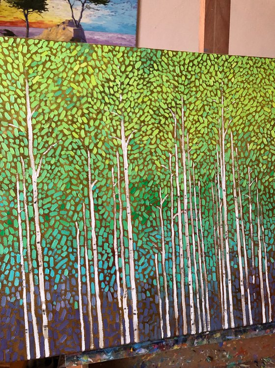 Green birches