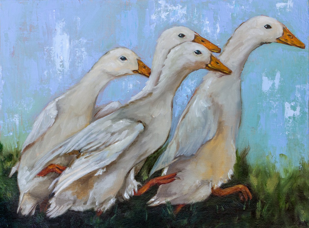 Photorealistic Animal Oil Painting By Eva Chen, 20 X 16, Play Time, Original Artwork