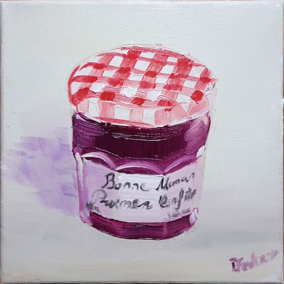 Jam in the small glass jar