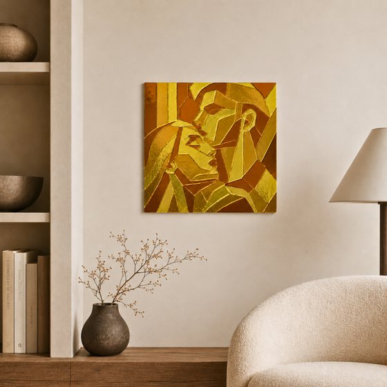 Amber Lovers, Fused Glass Portrait