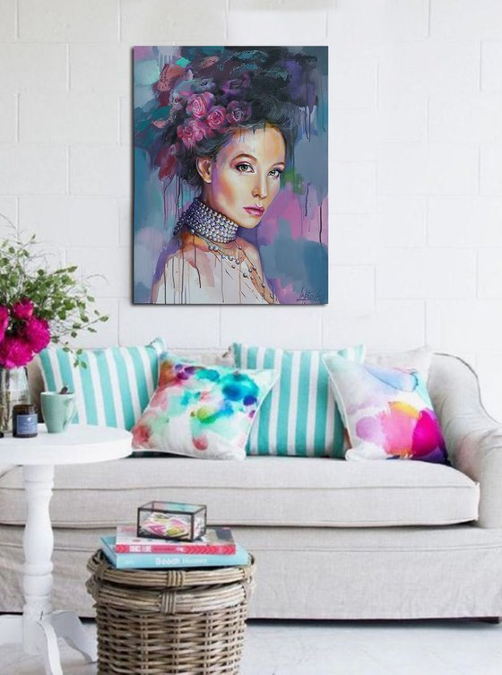 Painting - Pearl - original woman portrait