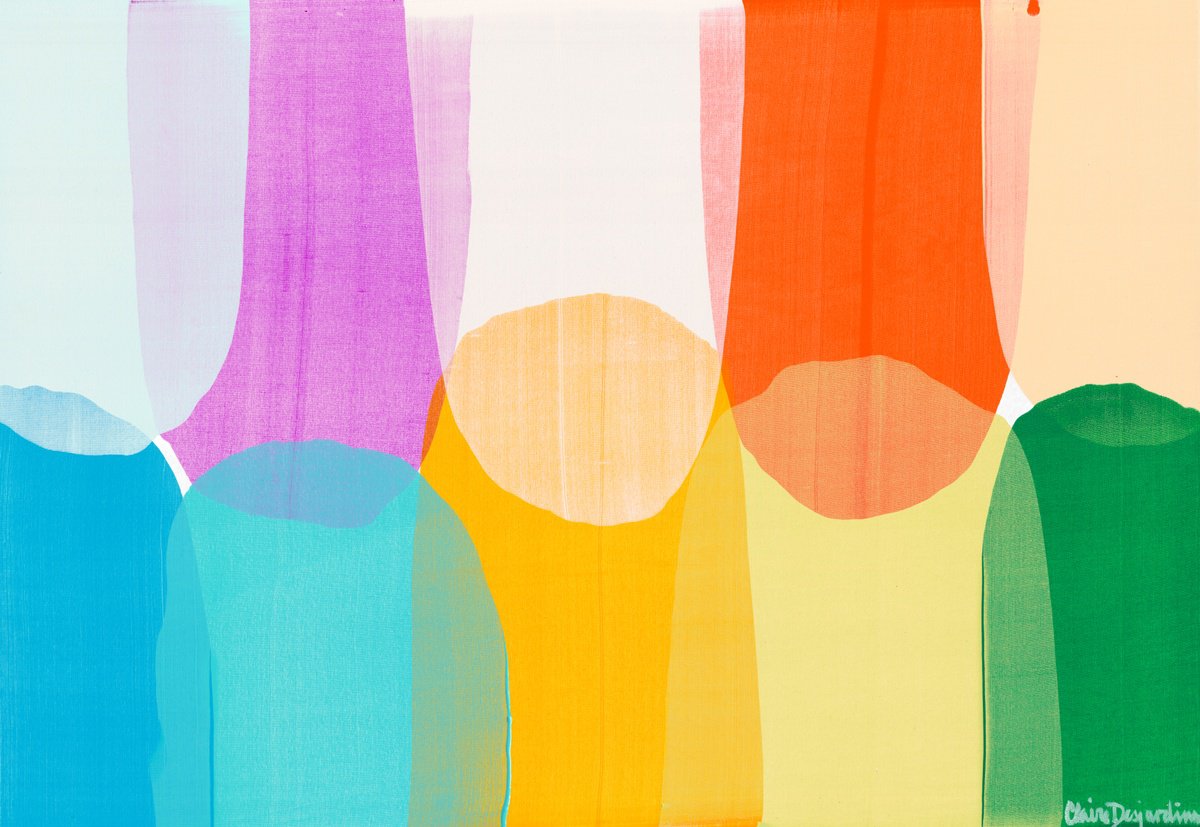 Organic Abstract Acrylic Painting By Claire Desjardins, 48 X 33, In The Lightness, Original Artwork