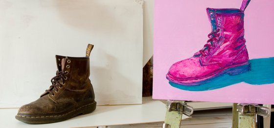 pop art pink doc martens