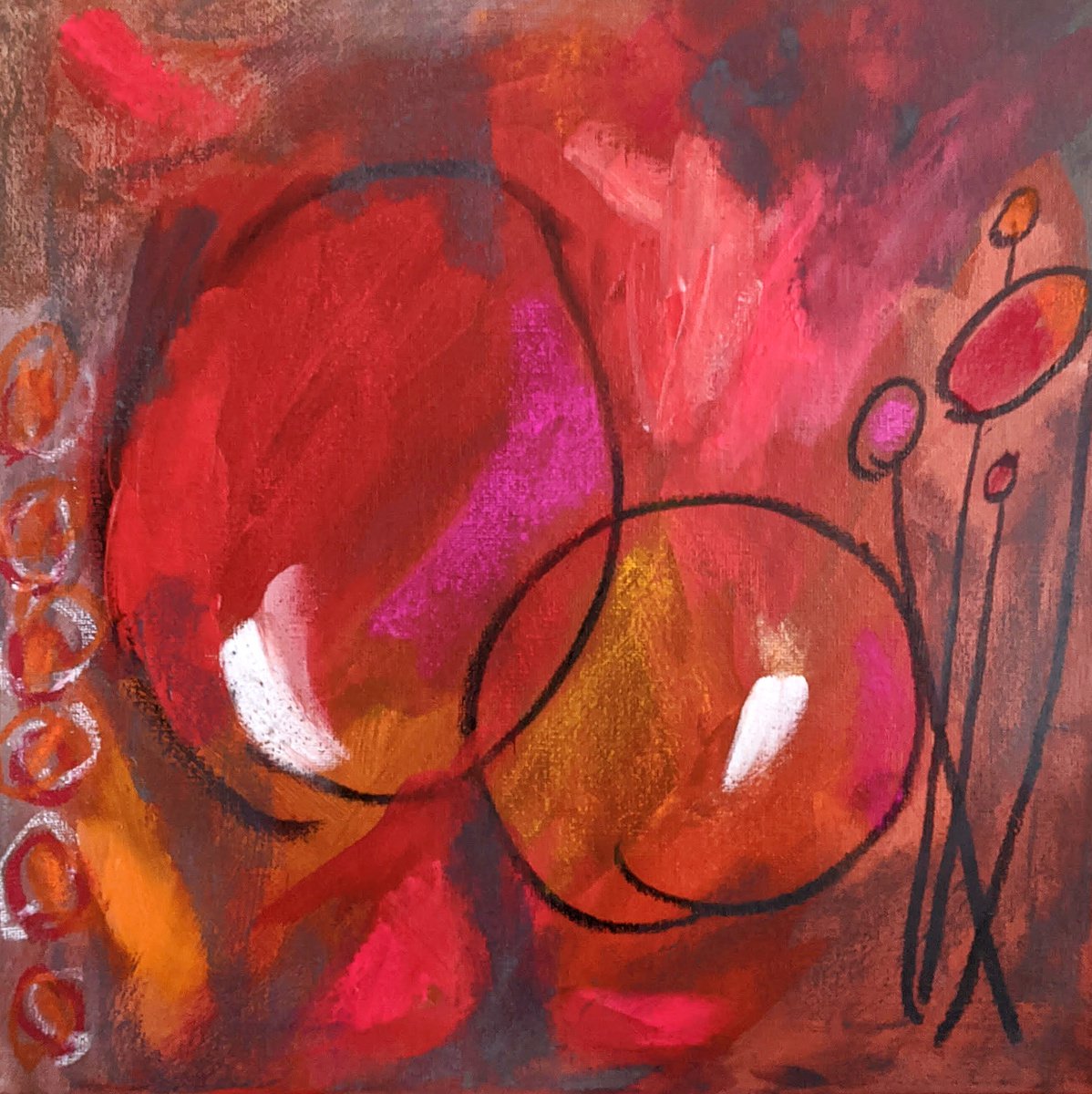 Abstract Painting By Shelli Finch, 12 X 12", When Our Paths Crossed, Original Artwork