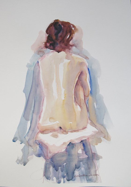 Seated female nude back study