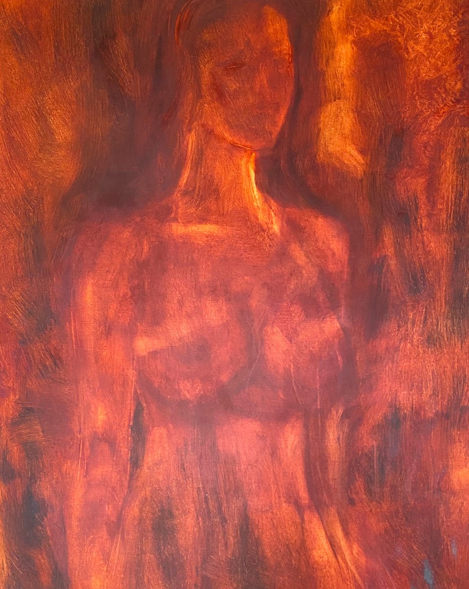 Organic Portrait Oil Painting By Deepa Kern, 33 X 45, Journey, Original Artwork