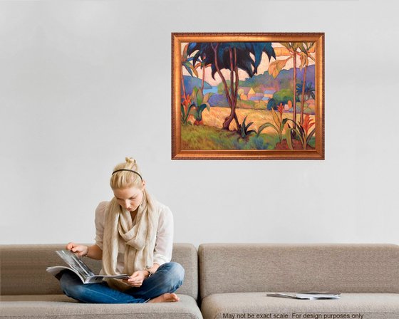 Golden palms above the village