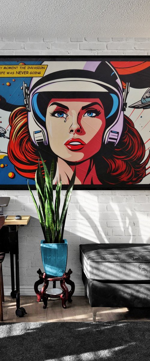 At That Very Moment 190cm x 100cm Textured Urban Pop Art by Franko