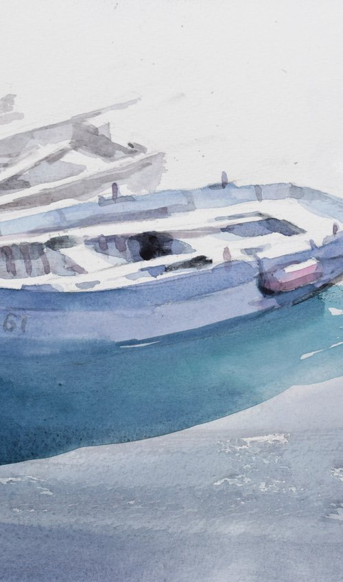 Boats in the harbor by Goran Žigolić Watercolors