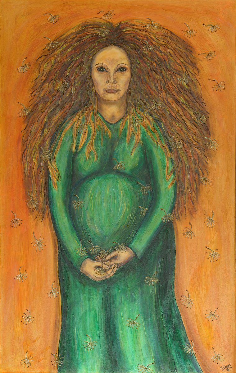 Impressionistic Portrait Oil Painting By Kim Jones Miller, 30 X 48", Her Blessings, Original Artwork