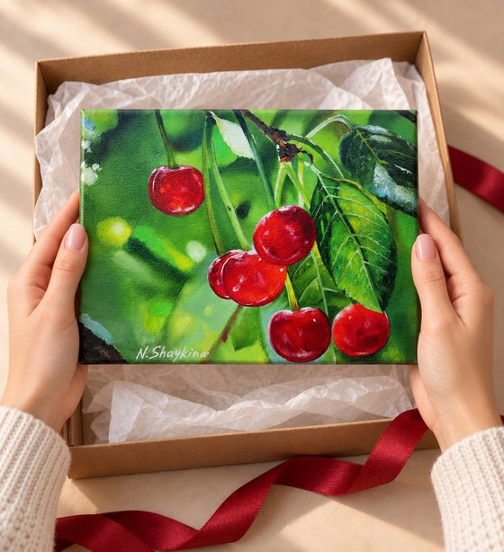 Red Cherries on Branch